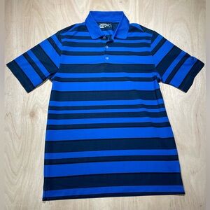 Nike Golf Men's Blue and Black Striped Polo Shirt